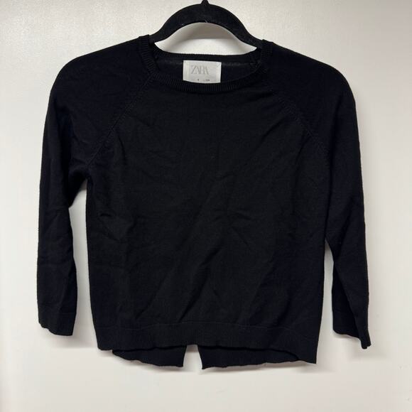 Zara Girls Solid Black Pullover Sweater Viscose Size 9 Medium Detailed Hem - Picture 1 of 8